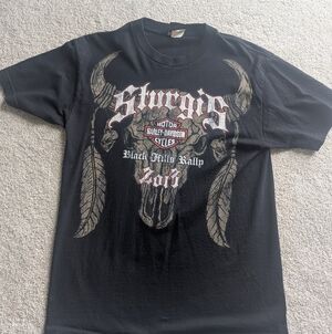 Harley-Davidson Black Tee with Cream Skull & Red Logo